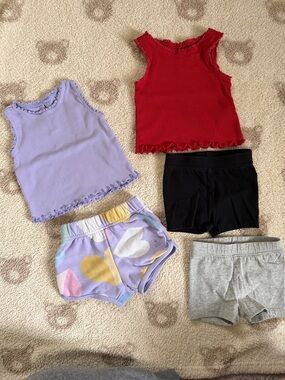 Baby Gap Mix & Match Tank Tops and Shorts Set - Red, Lavender, Multicolor 6-12m